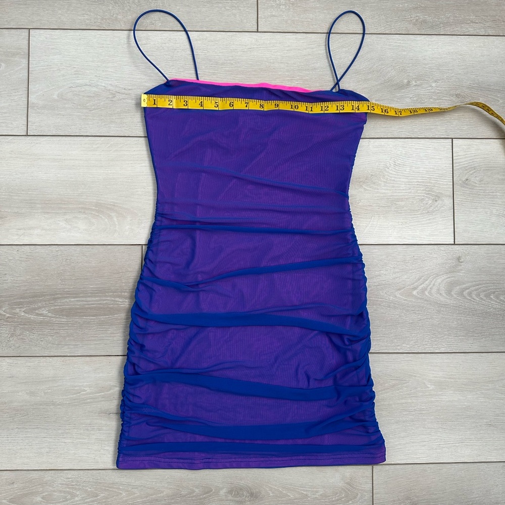 NWT Superdown Vibrant Pink and Blue Mesh Dress Size L - Picture 9 of 13